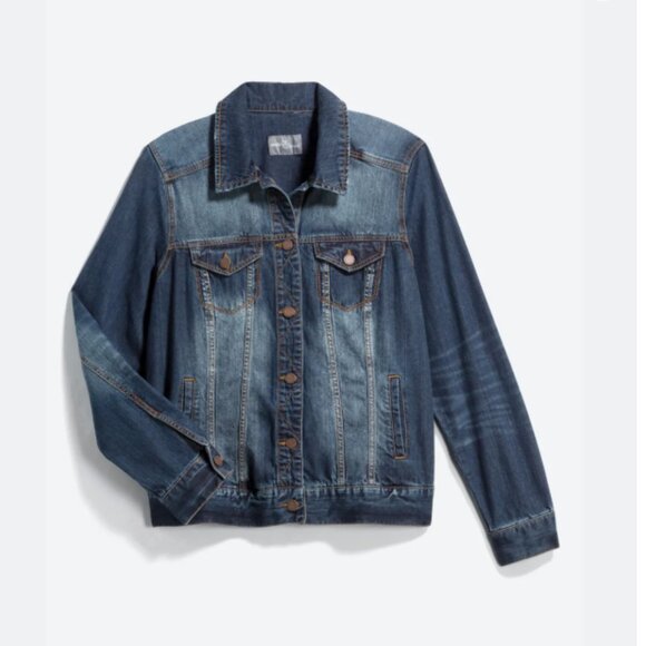 Womens Market & Spruce Camila Boyfriend Denim Jacket, indigo, size 2X - Picture 1 of 5